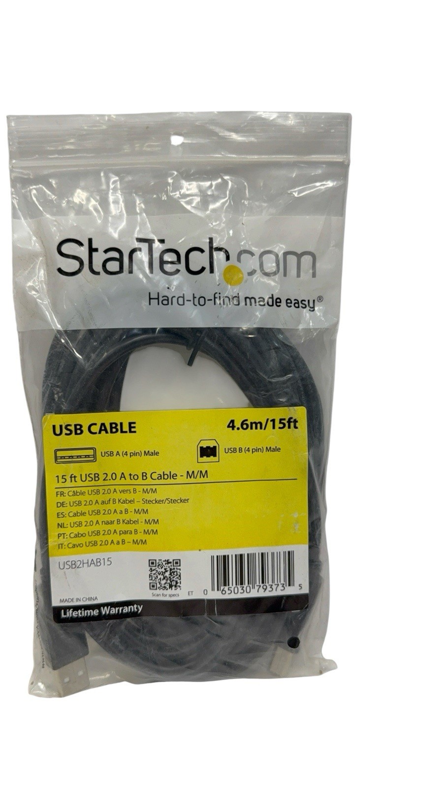 StarTech USB2HAB15 15ft USB 2.0 A to B Cable