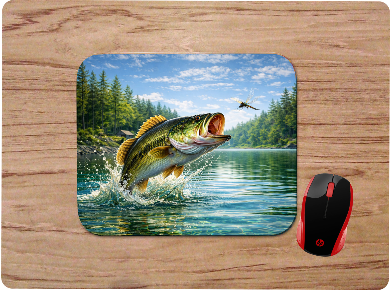LARGE MOUTH BASS CUSTOM NEOPRENE NON-SLIP SOFT MOUSE PAD USA SHIP FISHING