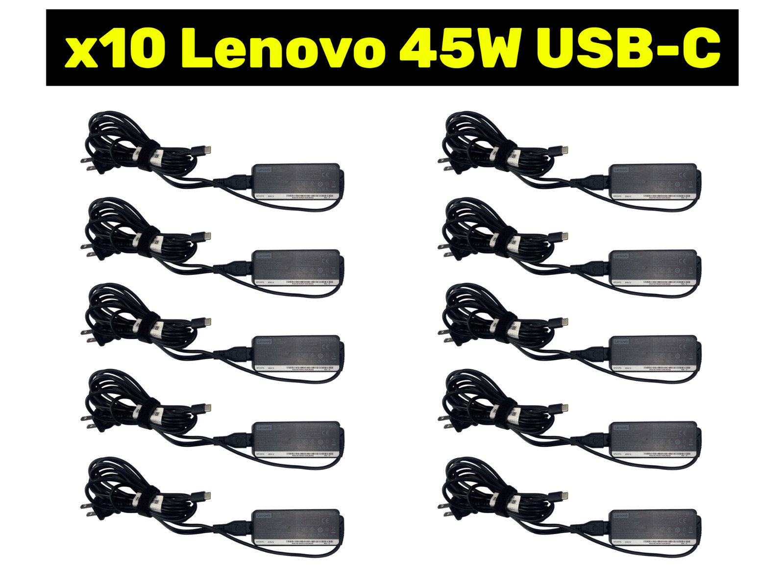 LOT x10 Lenovo 45W USB-C Power Adapter Charger for Chromebook Laptop etc TESTED