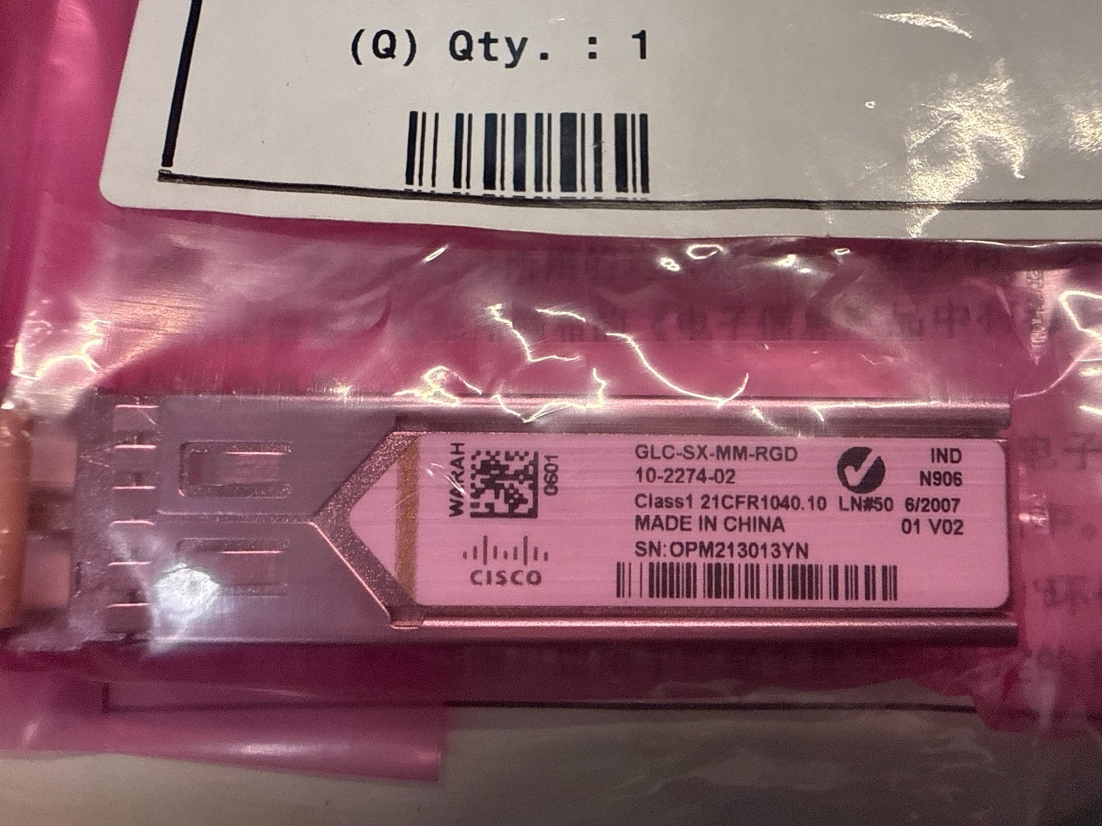 NEW CISCO GLC-SX-MM-RGD= 1000BASE-SX 850NM SFP Transceiver Module