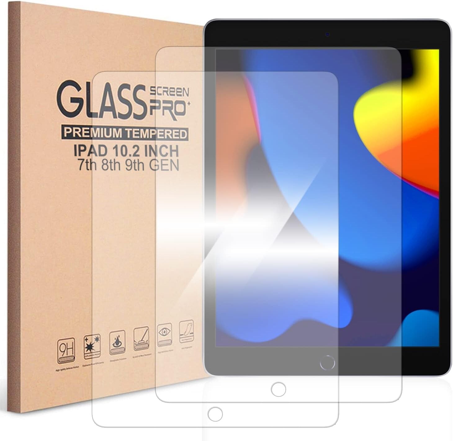 3-Pack HD Clear Tempered Glass Screen Protector For iPad 10.2 7th 8th 9th Gen