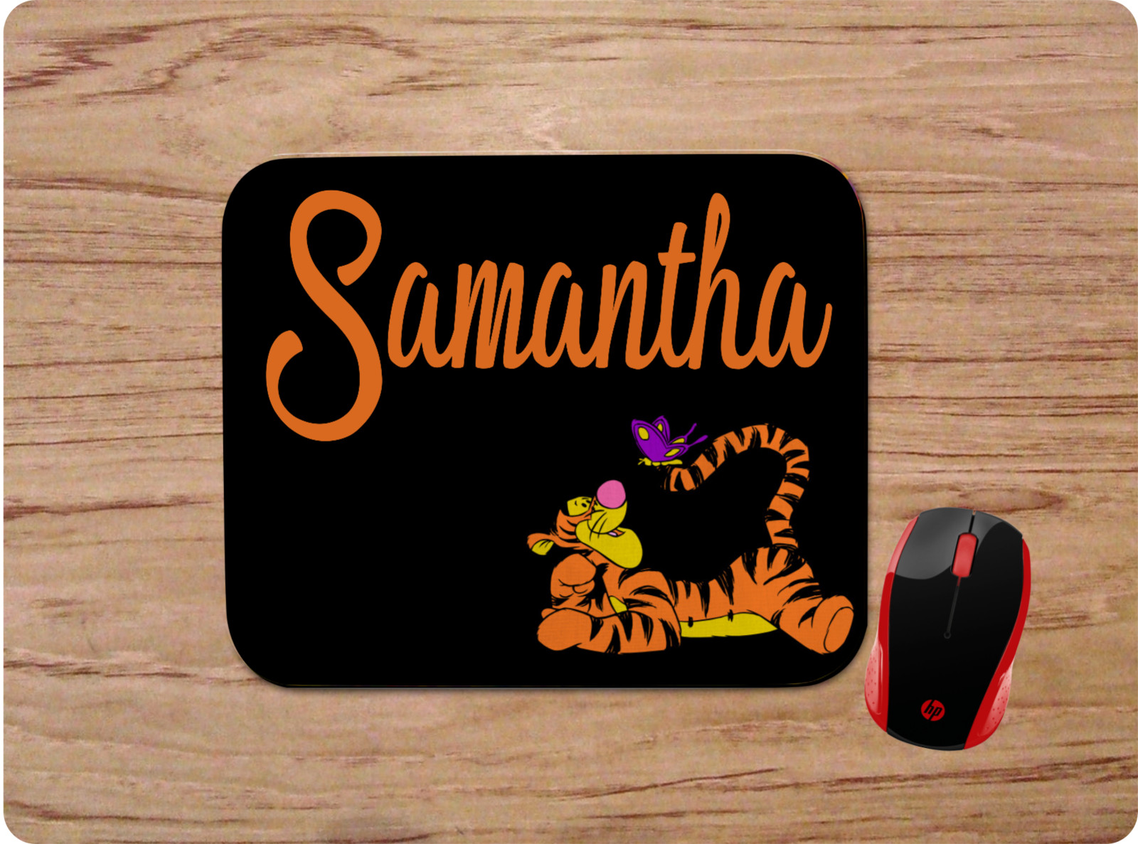 TIGGER w/ BUTTERFLY CUSTOM DESK MAT MOUSEPAD HOME SCHOOL OFFICE PERSONALIZE NAME