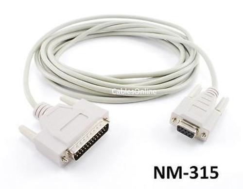 15ft DB9 Female to DB25 Male Serial Null Modem Cable - CablesOnline NM-315