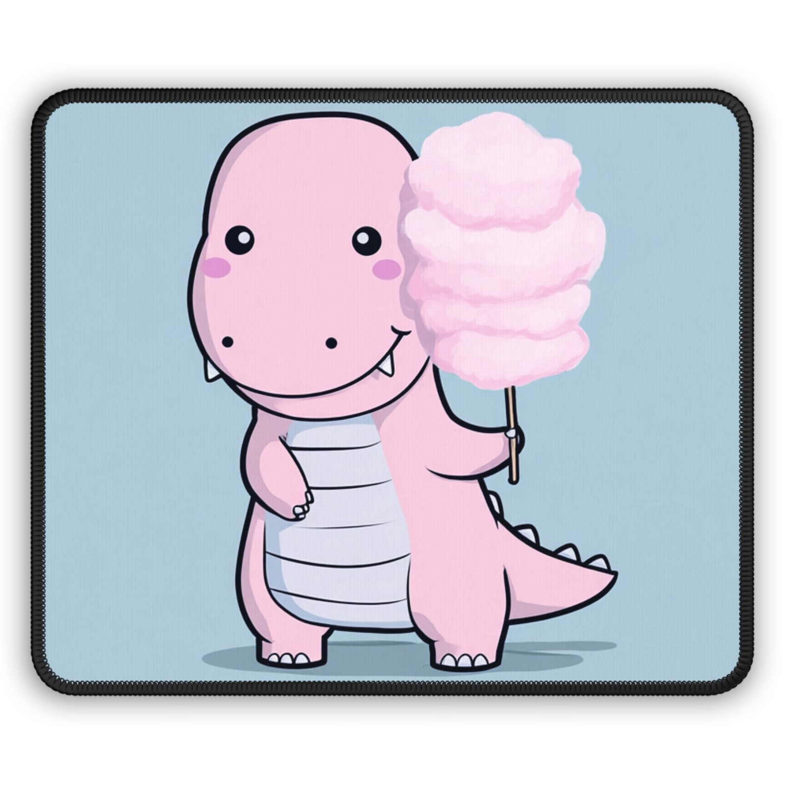 Pink Dinosaur with Cotton Candy Gaming Mouse Pad | Cute Kawaii Dino