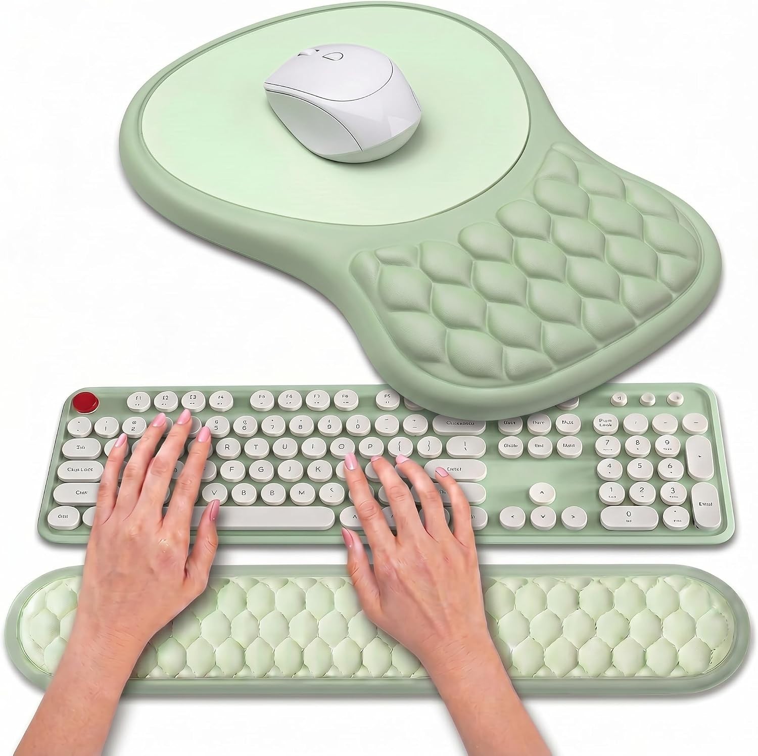 Mouse Pad Keyboard Wrist Rest, 2 in1 Keyboard Wrist Ergonomic Mouse Pad Suppo