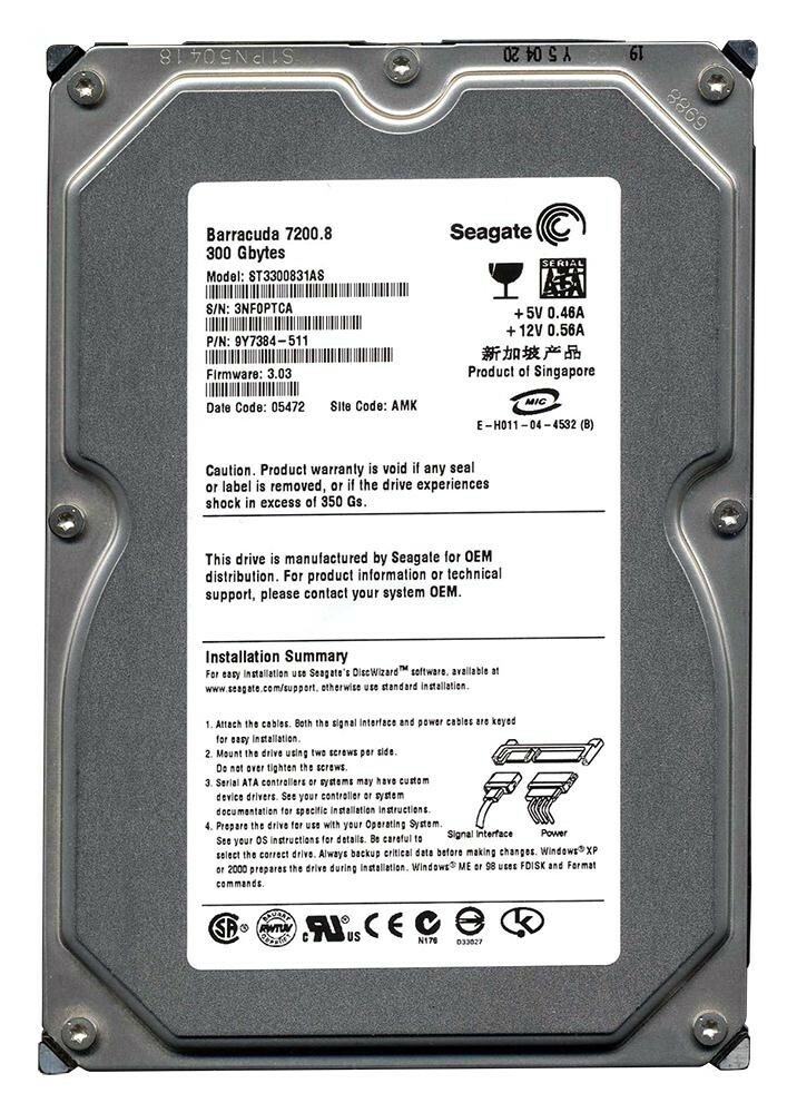 NEW Seagate Barracuda 7200.8 300GB Internal 7200RPM 3.5" (ST3300831AS) HDD