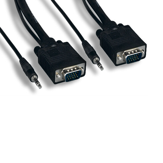 6 Feet SVGA Video/3.5mm Stereo Audio Cable 28AWG for HDTV PC Monitor Projector