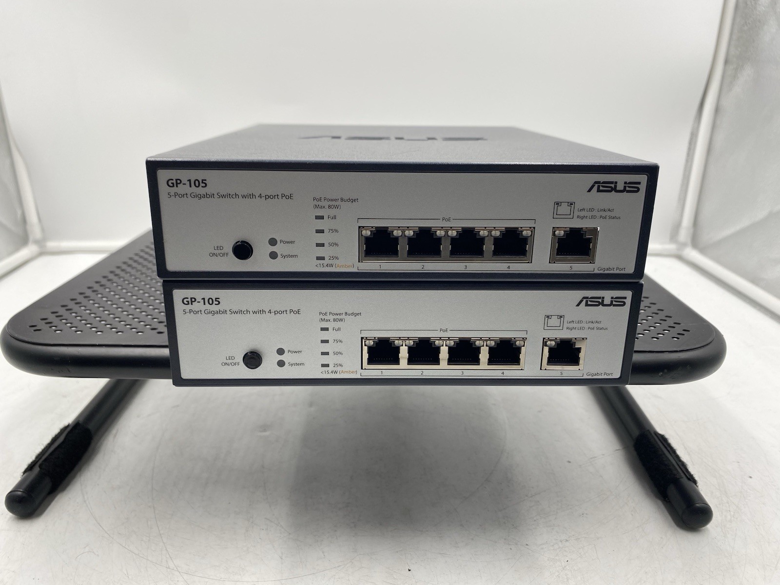 Lot Of 2 Asus GP-105 ASUS 5-Ports Gigabit Switch With 4-Ports POE