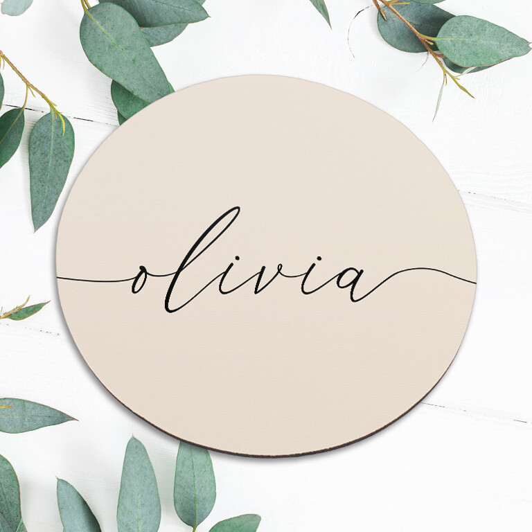 Custom Name Personalized Beige Mouse Pad Mat Office Desk Table Accessory Gift