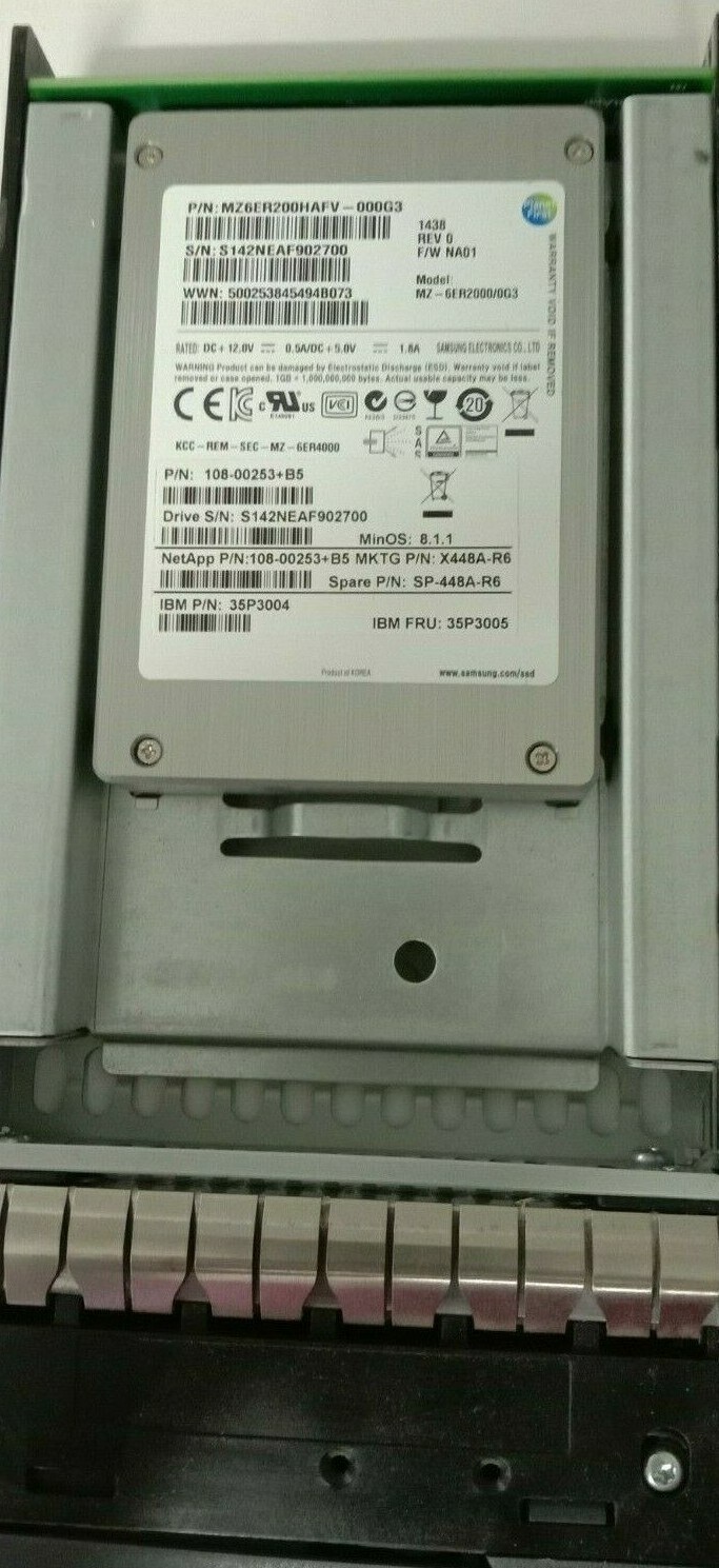 NetApp 200GB SAS 6Gbps SSD X448A-R6 108-00253 35P3004 with Caddy MZ6ER200HAFV