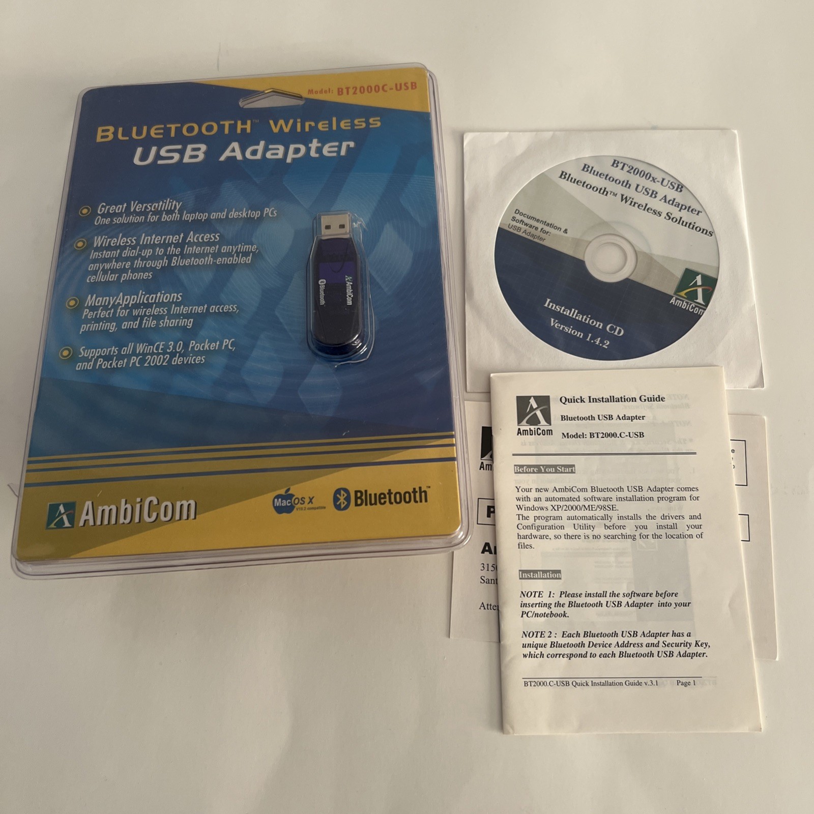 AmbiCom  BT2000C-USB Wireless Bluetooth USB Adapter