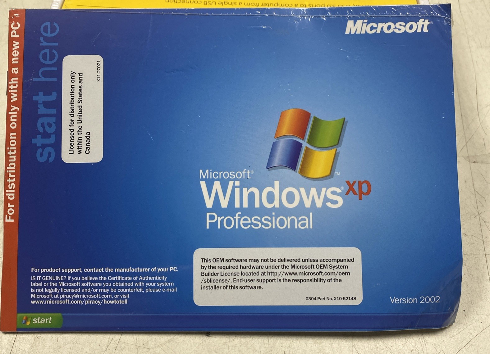 New Microsoft Windows XP Professional Full Version 2002 - Sealed Not OEM Specfic