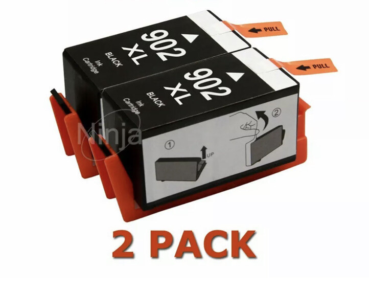 2 BLACK 902 Xl Ink Cartridges For HP Officejet Pro 6960 6968 6970 6975 6978