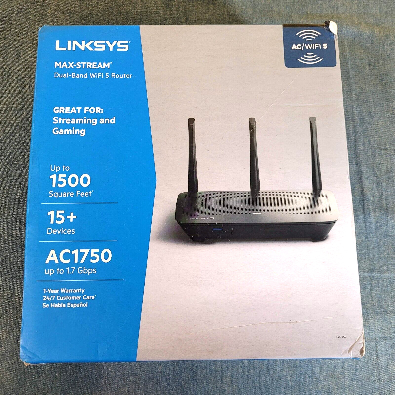 Linksys Max Stream Dual-Band WiFi 5 Router AC1750 Black EA7250