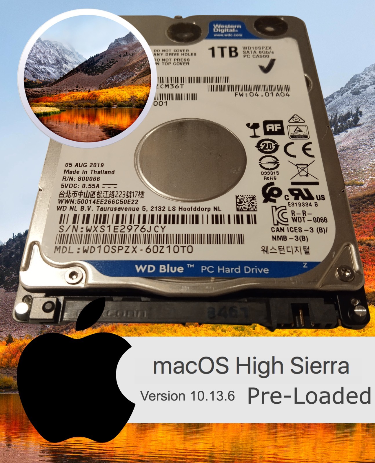 MacBook Pro Hard Drive High Sierra 10.13 1TB HDD 2.5 2010 2011 2012 A1278 A1286