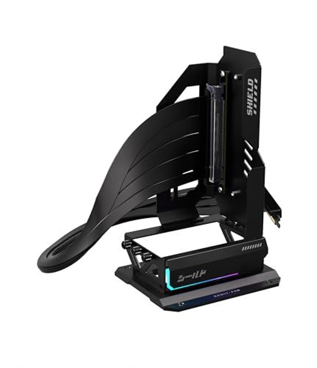 EZDIY-FAB Shield Vertical GPU Bracket PCIe 5.0 600mm Riser ARGB 20° Adj Black