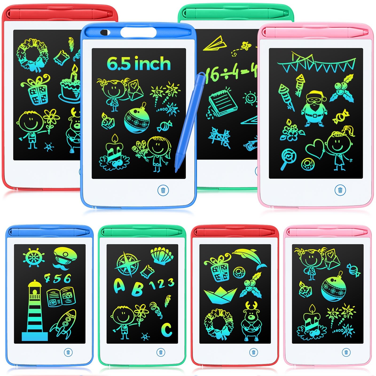 8 Pcs LCD Writing Tablet 6.5 Inch Colorful Drawing Board Educational Kids Doo...
