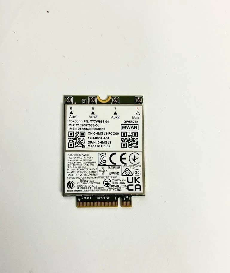 NEW Network interface card Dell Foxconn 5821E M.2 4G LTE WWAN for laptop HMGJ3
