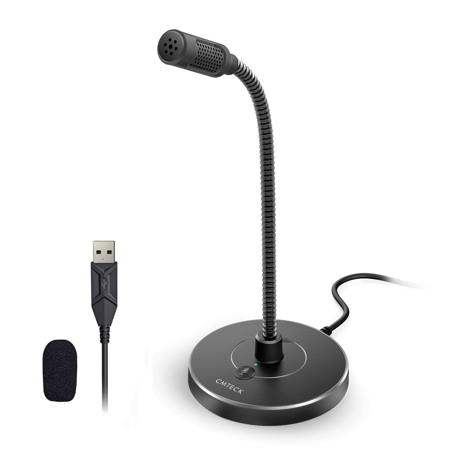Cmteck USB Computer Microphone G009 YouTube with Mute Function Home Studio Black