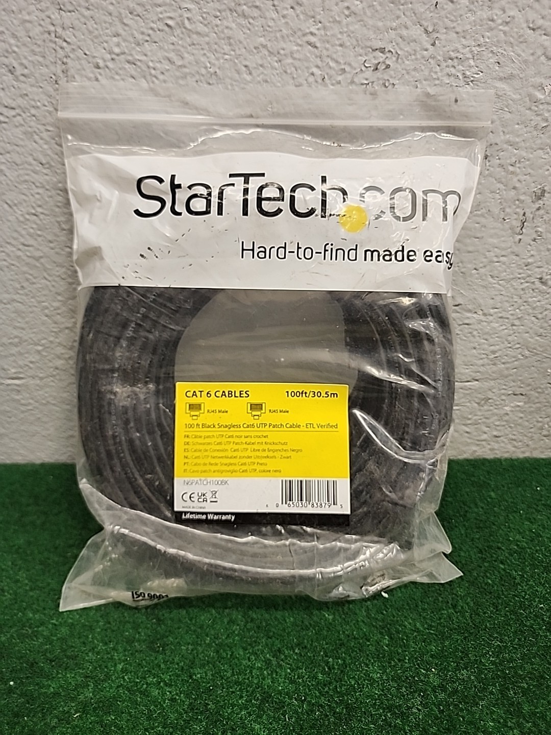 StarTech.Com N6PATCH100BK 100 ft Black Cat6 Patch Cable RJ45 Male/Male