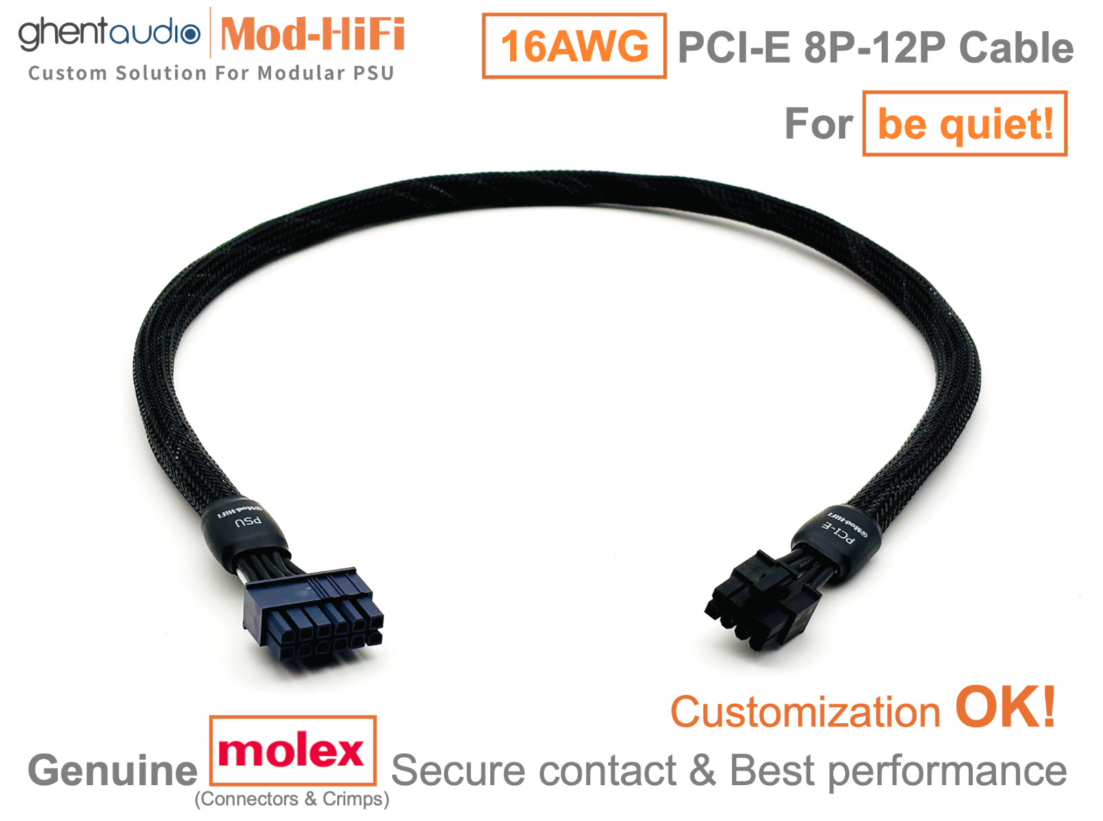 ⚡️16AWG PCI-E GPU 8P Cable for be quiet Straight Power 11 Gold - 📏70cm/27inch