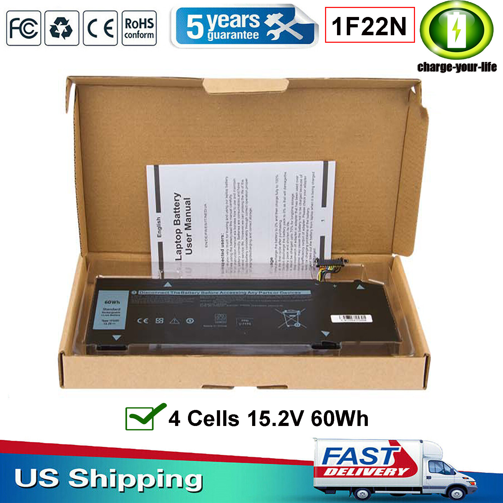 1F22N Battery For Dell Alienware M15 M17 R1, G5 5590, G7 7590 7790 Series HYWXJ
