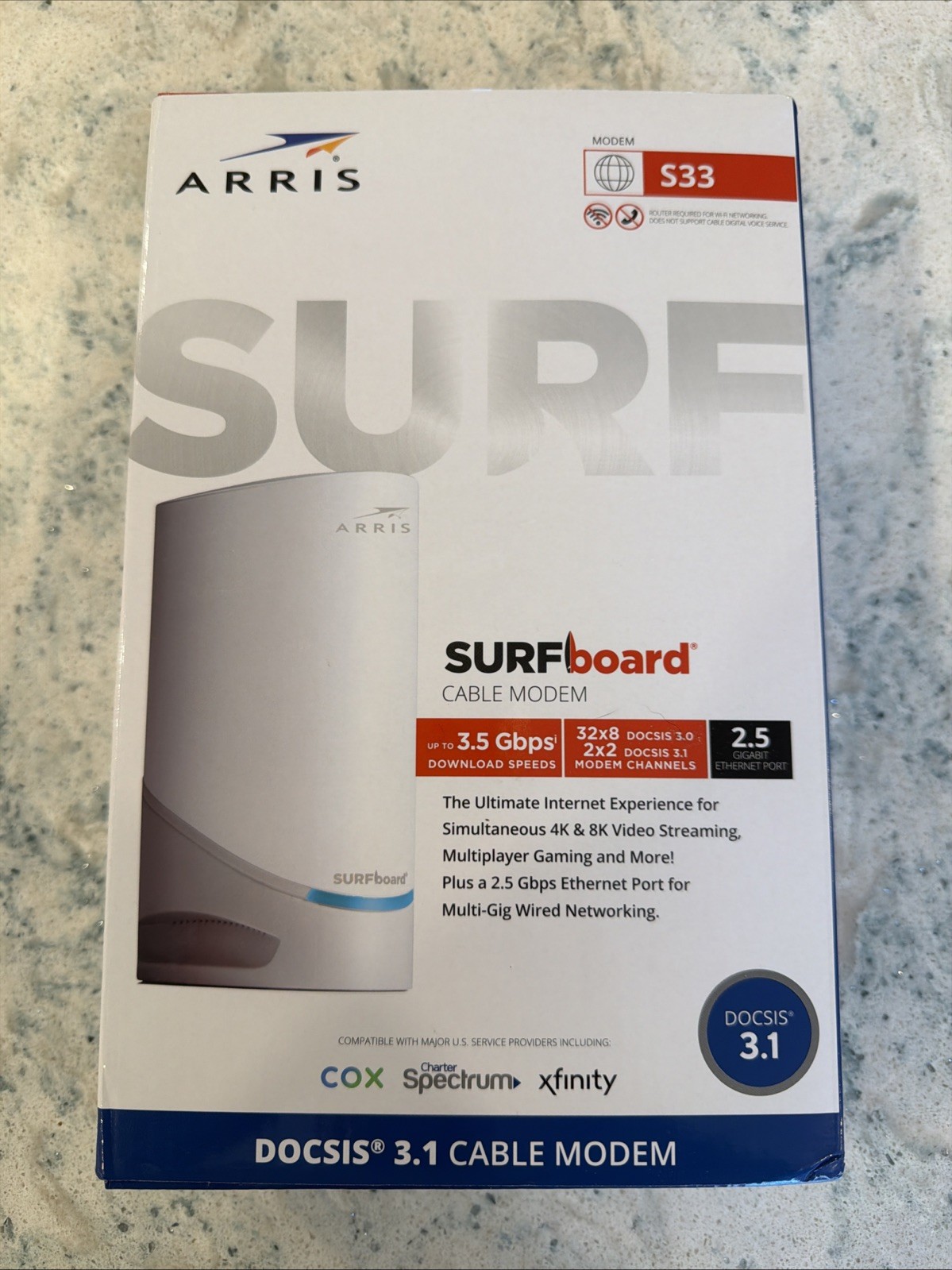 ARRIS S33 2.5 Gbps Ethernet Port - White