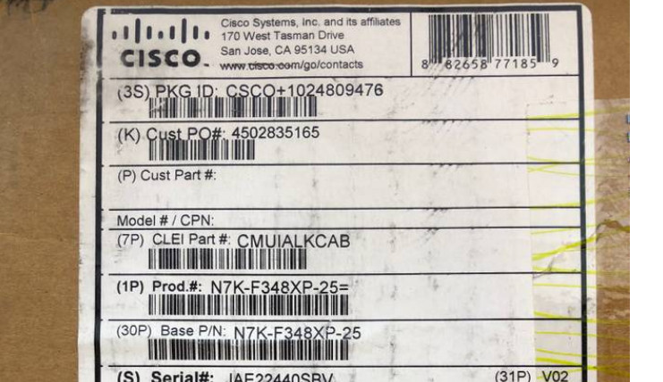 NIB  CISCO N7K-F348XP-25 Nexus 7000 F3-Series 48 Port 10GbE (SFP+)