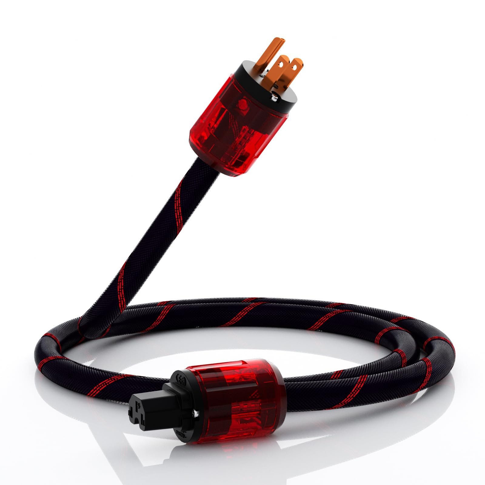 12AWG HiFi Audio Power Cable Pure Copper 125V 15A Braided 2M