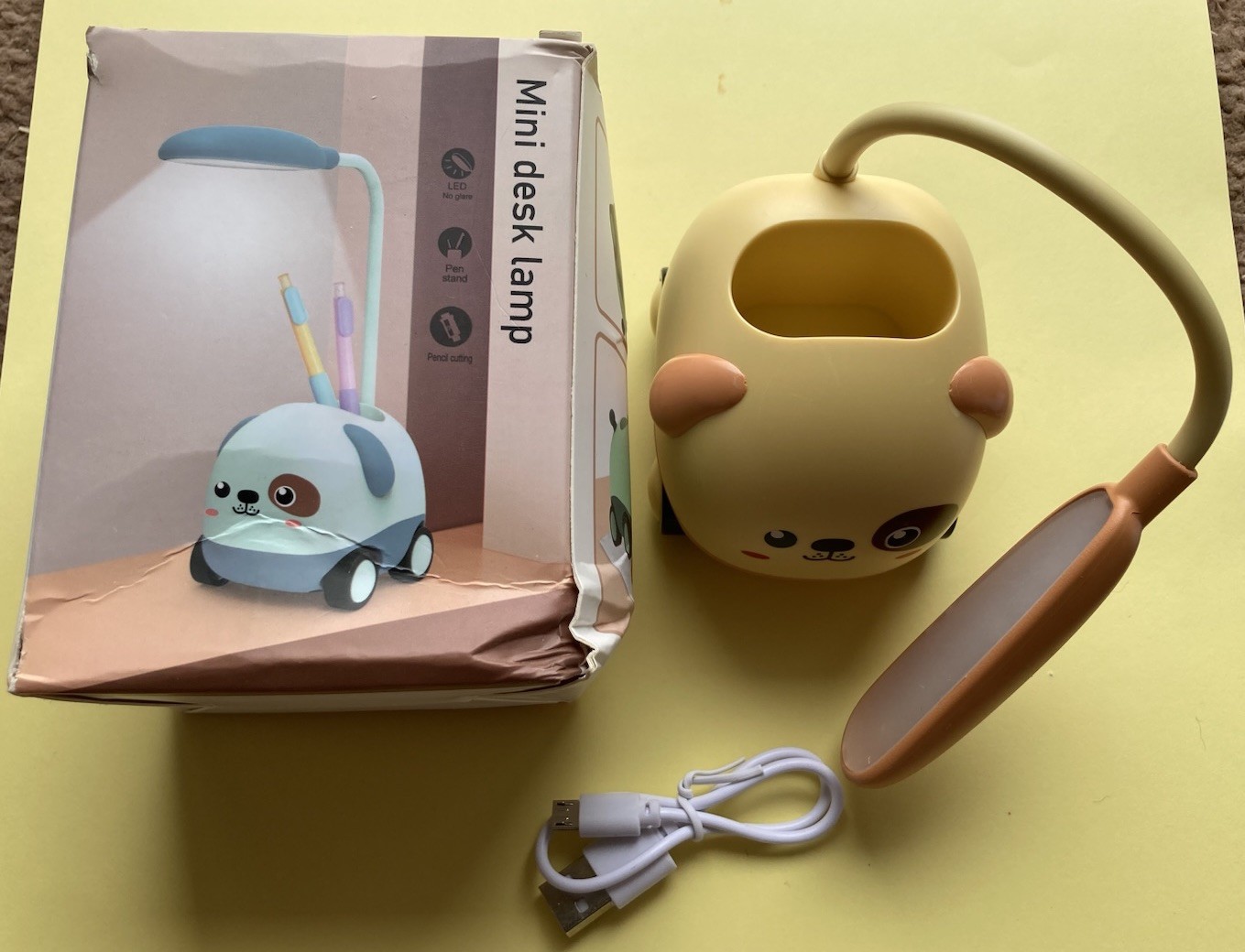 LED Desk Lamp for Kids Mini Dog Night Light Cute Foldable USB Pencil Holder