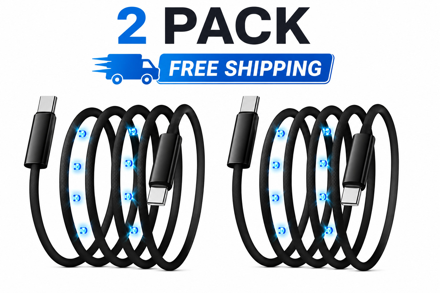 2-Pack USB C-C 240W Magentic Coiled ⚡️ Fast Charging Cable (1.5 m, 4.92 ft) ⚡️