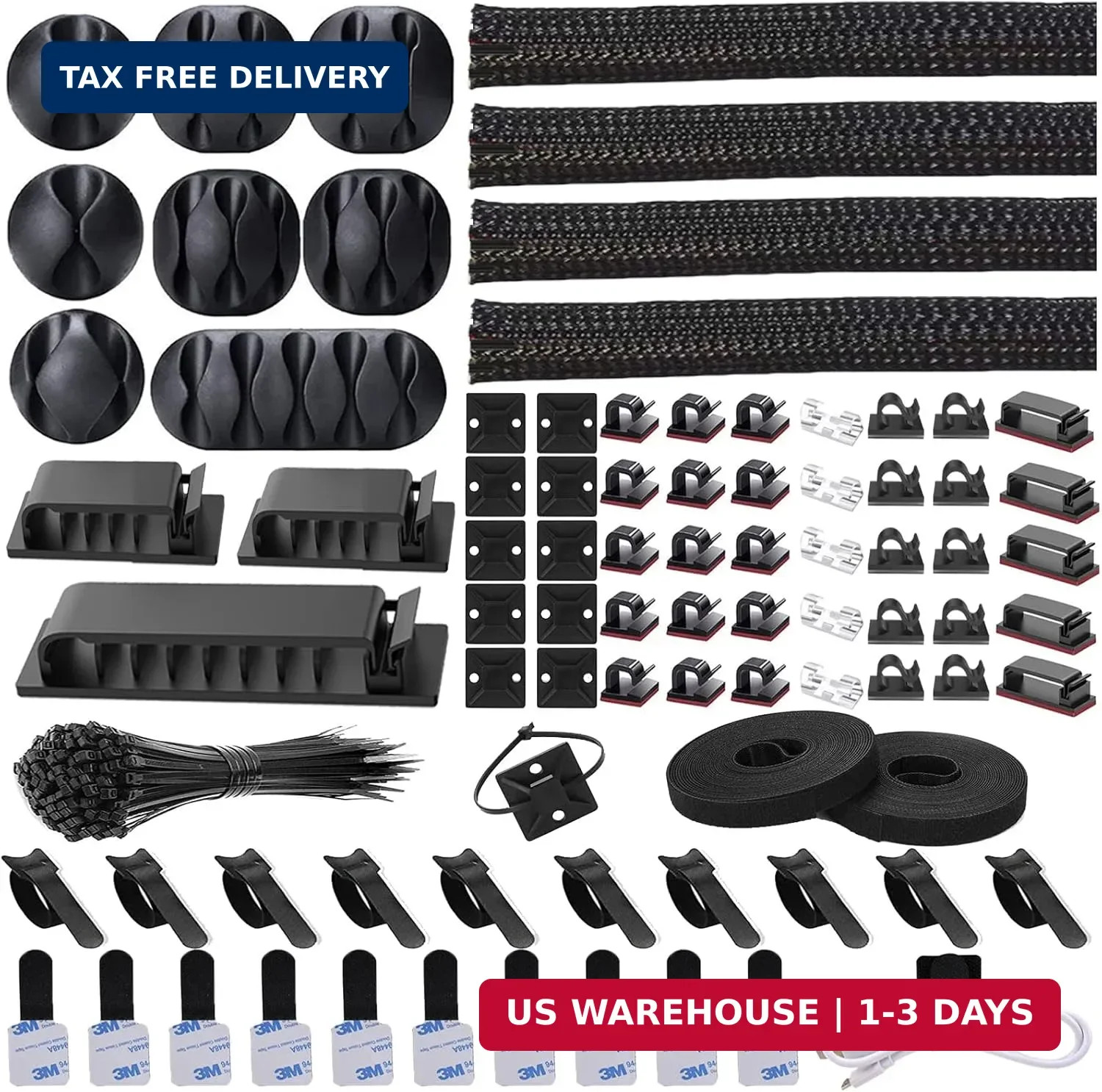N NOROCME 192 PCS Cable Management Kit 4 Wire Organizer Sleeve
