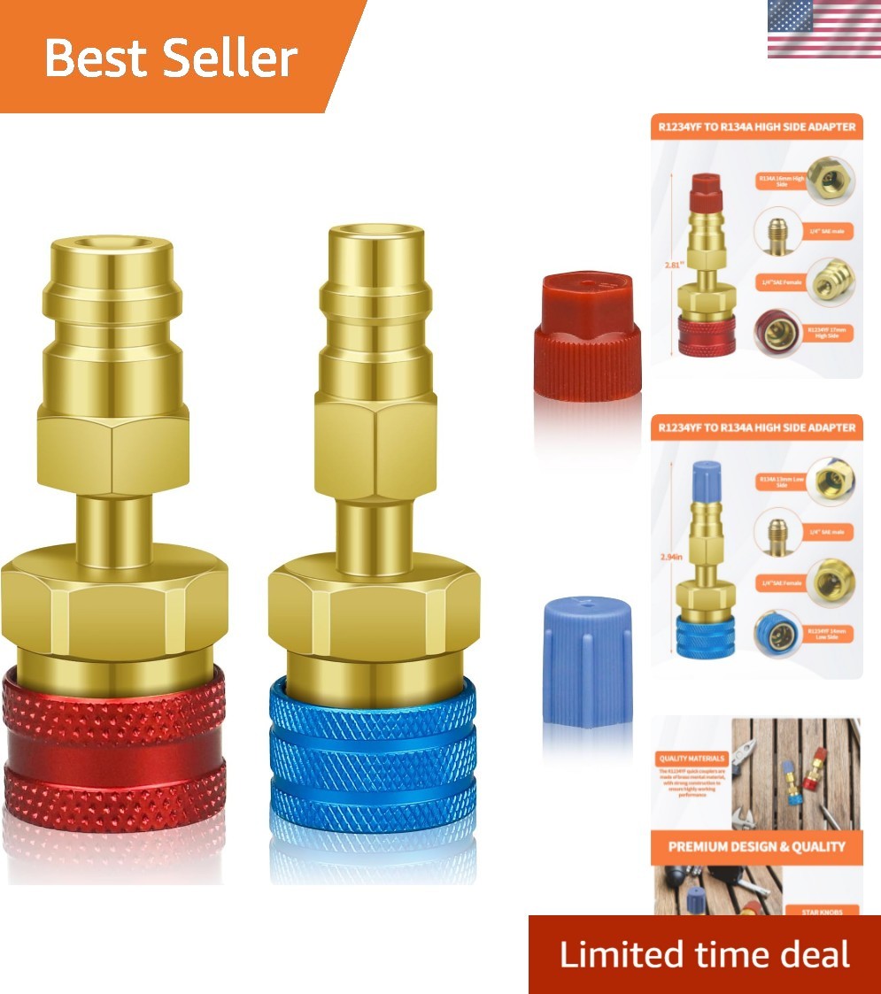 Lightweight Brass R1234YF to R134A Quick Connect Adapter - Perfect for DIY