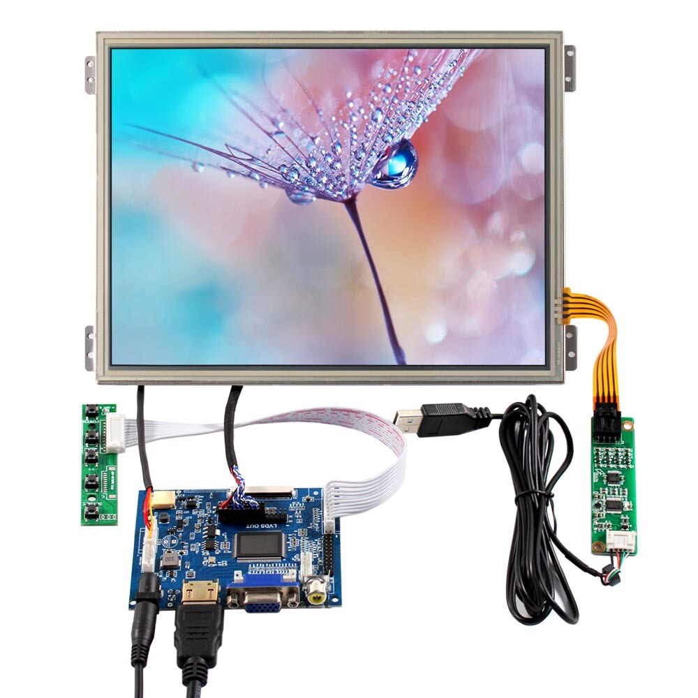 HDVGA AV LCD Controller Board 10.4" VS104T 1024X768 Resistive Touch LCD