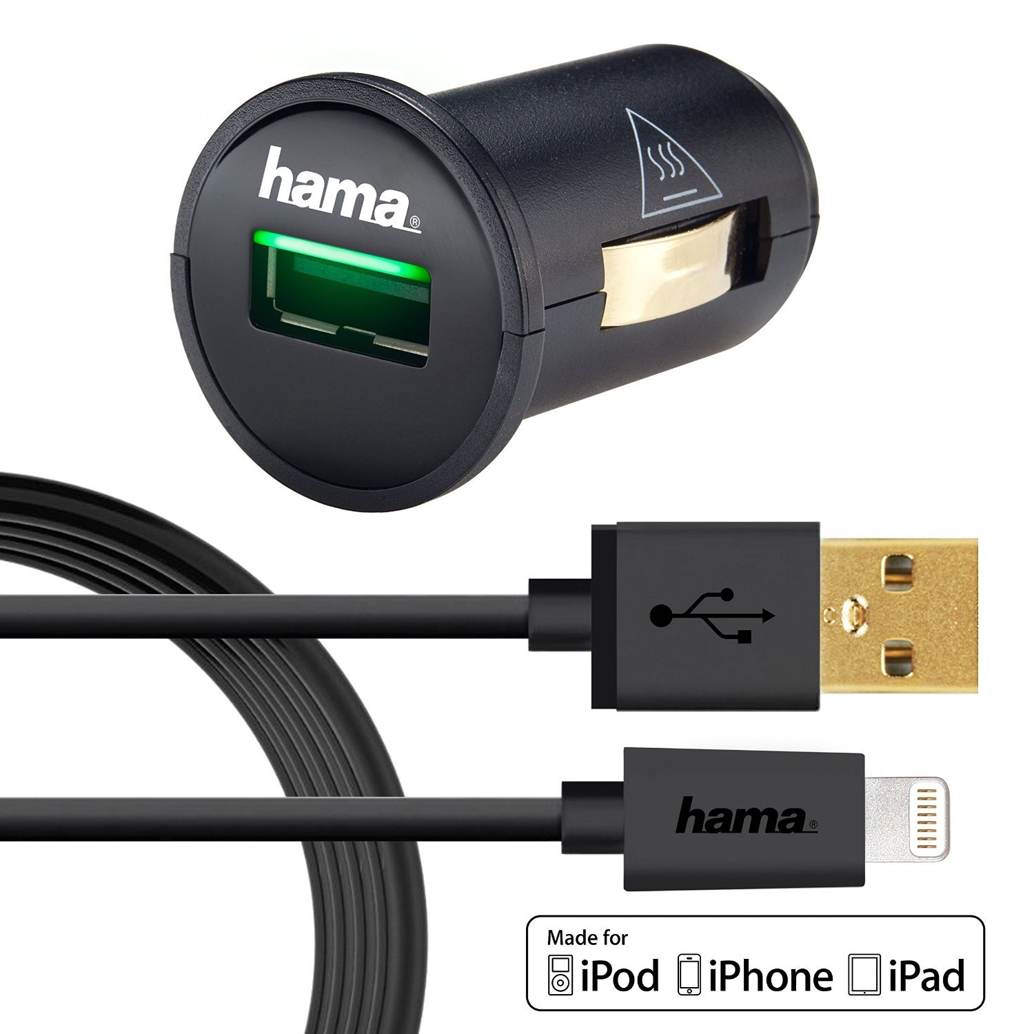 HAMA iPhone 11 Pro Car Charger with MFI 6ft Lightning Cable Certified