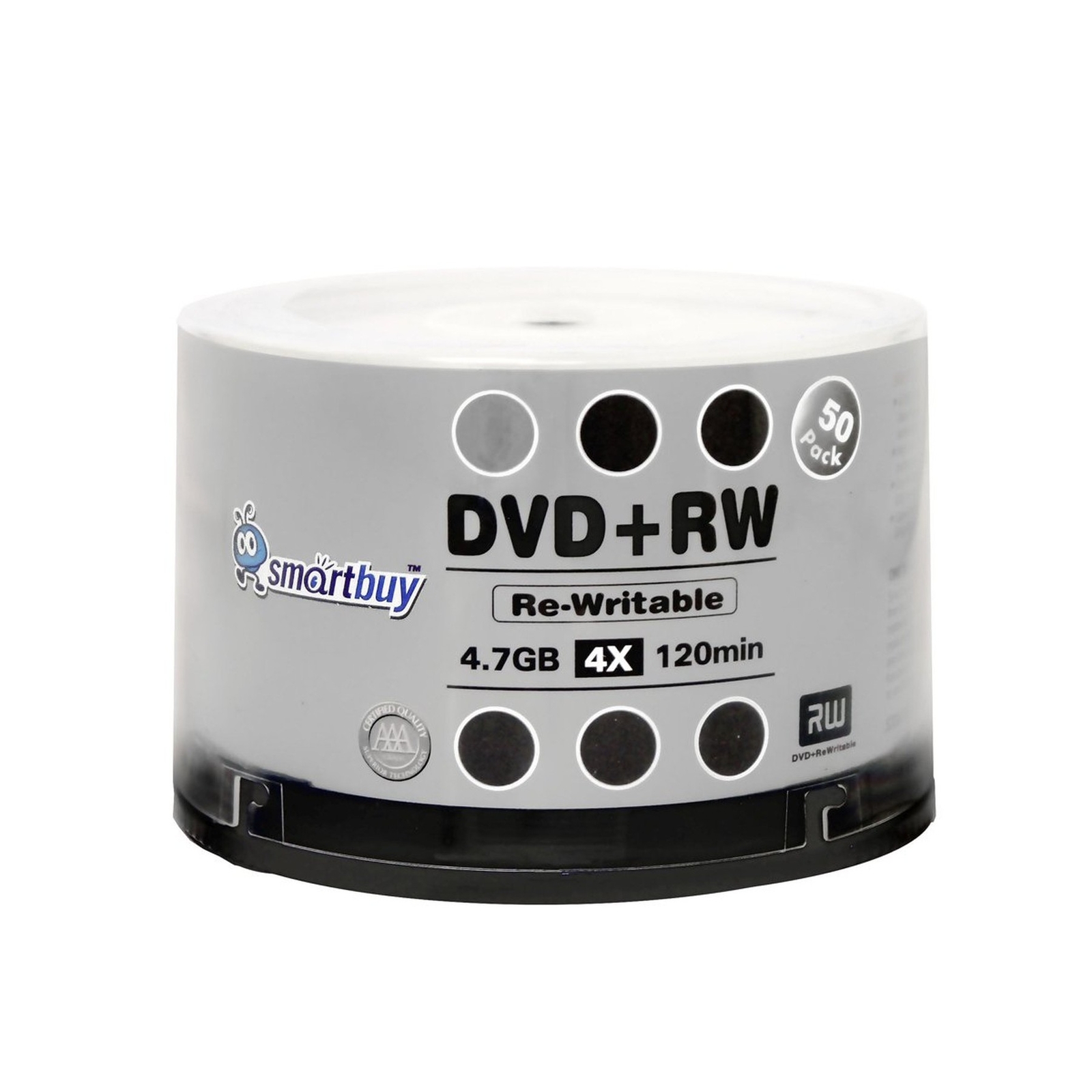 100 Pack Smartbuy Blank DVD+RW 4X 4.7GB 120Min Branded Logo Rewritable DVD Me...