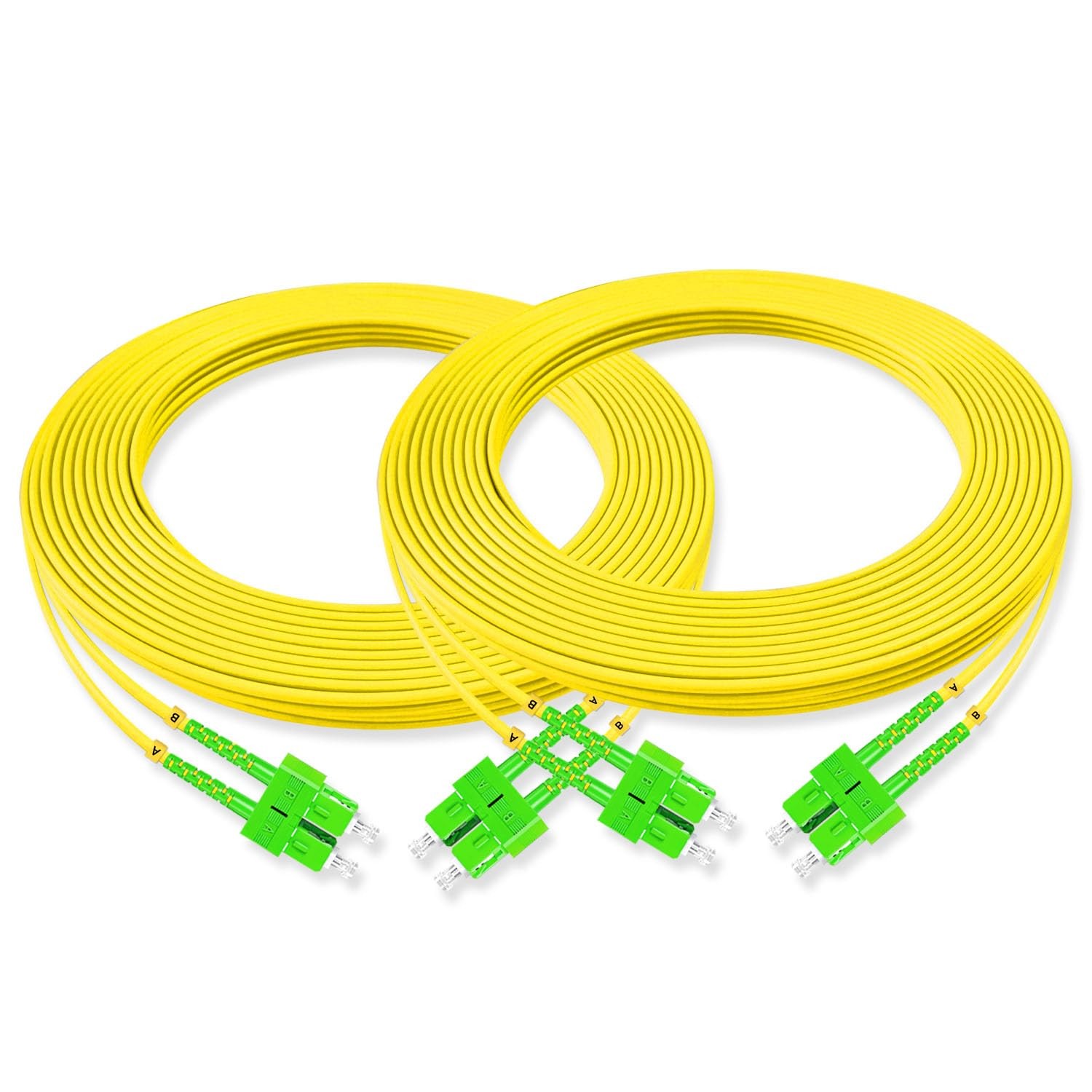 2Pcs 10 Meter Fiber Optic Patch Cord SC APC to SC APC, Duplex Single Mode Fib...