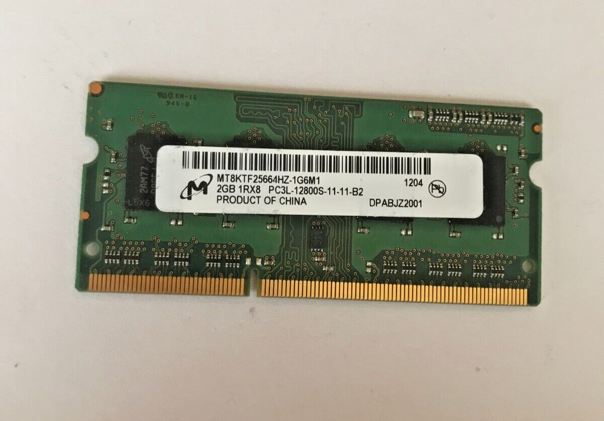 Micron 2GB DDR3 204-pin SO-DIMM 1Rx8 PC3L-12800S  MT8KTF25664HZ-1G6M1