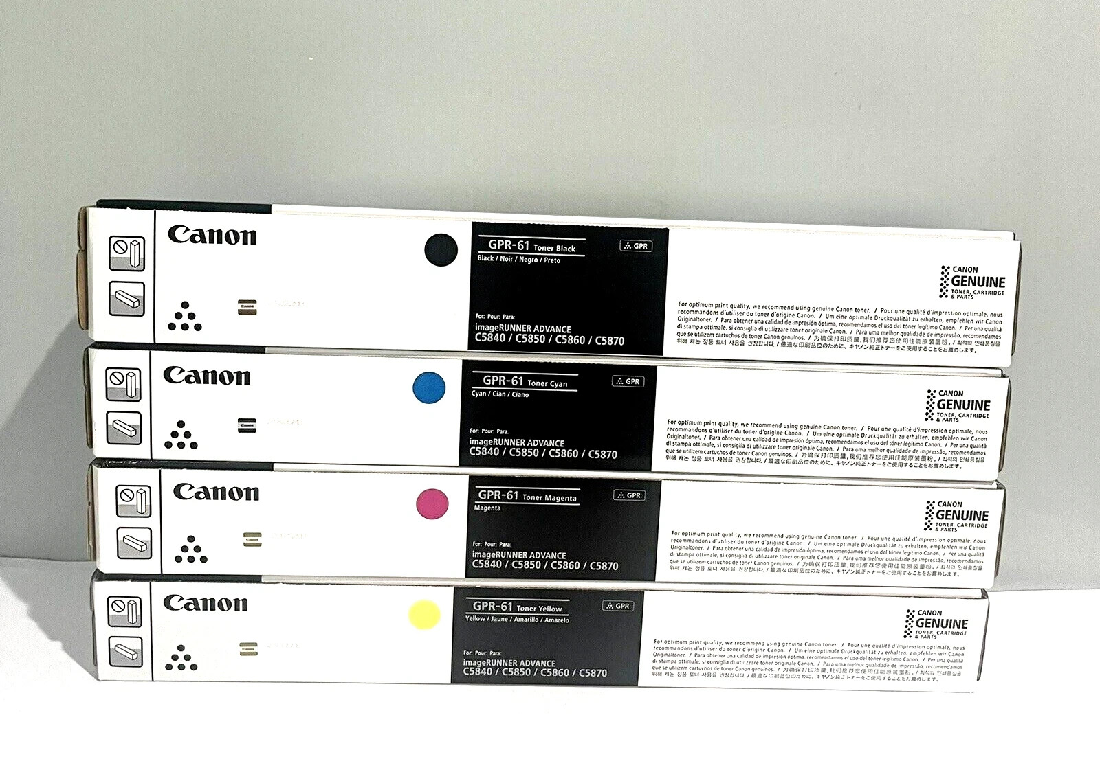 Complete Set Genuine Canon GPR-61 High Yield Toner Cartridge KCMY Factory Sealed
