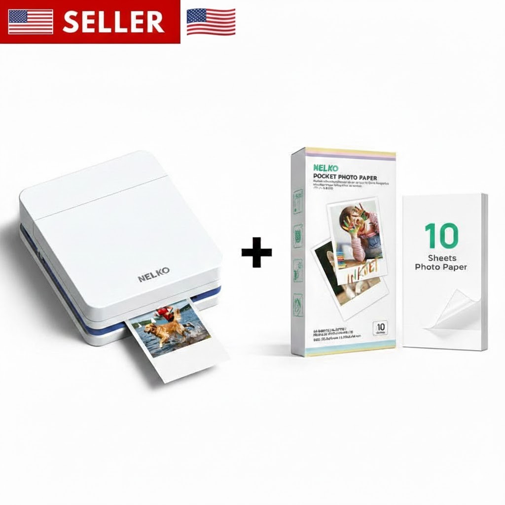 Nelko Pocket PP03 Instant Smartphone Inkjet Photo Printer With 100 Photo Papers