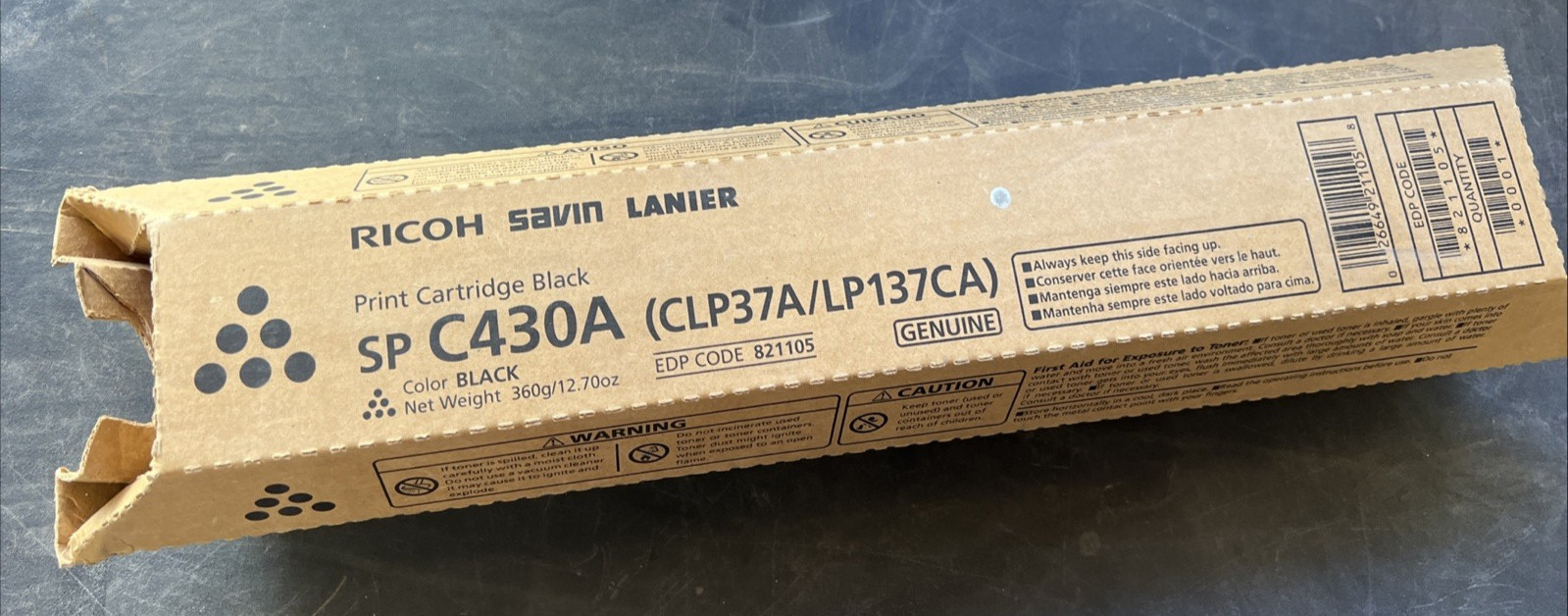 Genuine Ricoh 821105 Black Toner SP C430A Open Box