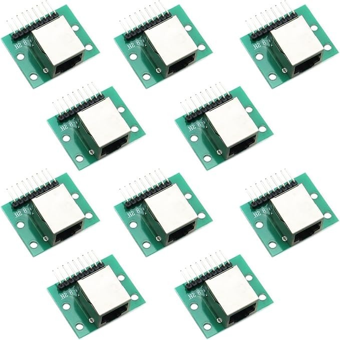 10Pcs RJ45 Network Port Adapter,8-pin Breakout Board Kit with PCB Board and P...
