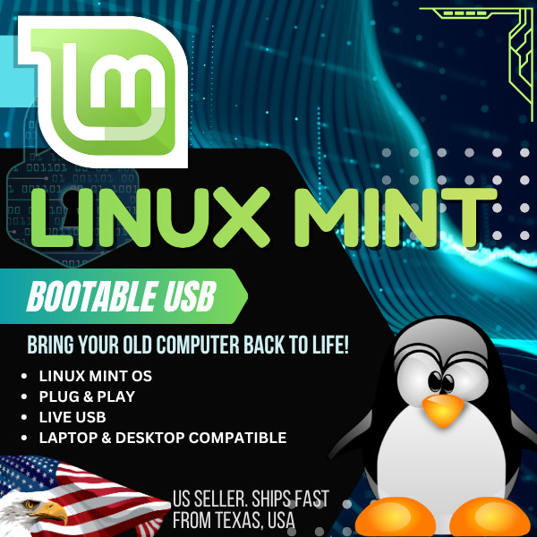 Linux Mint 22.3 Zena Cinnamon 64-Bit Bootable USB Flash Drive Live USB
