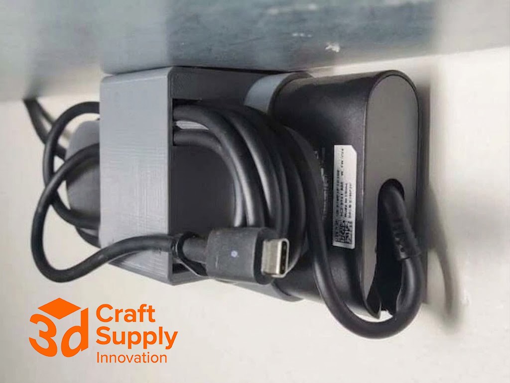 Power Brick Wall & Under Desk Mount for Dell 130W USB-C Laptop Charger *Black*