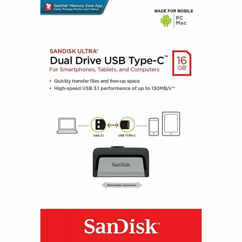 SanDisk Ultra Dual TYPE C 16GB 32GB 64GB 128GB 256GB USB 3.1 Flash Drive Lot
