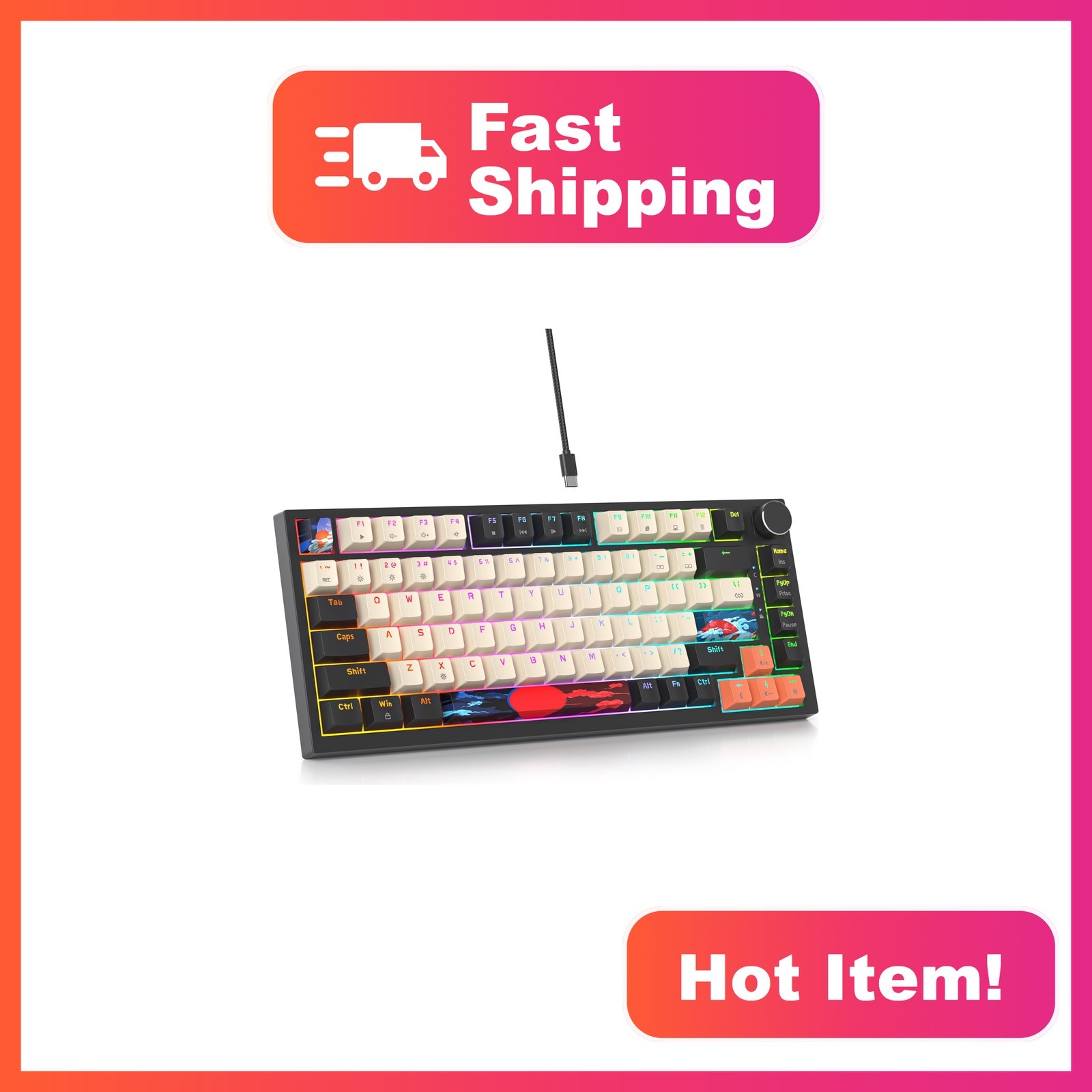 SbocKeeb 82-Key Carbon/Red Switch Keyboard
