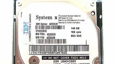 IBM 146GB SAS SFF Hard Disk Drive 42D0632, 6Gbps 10K RPM 2.5" 42D0633 HDD