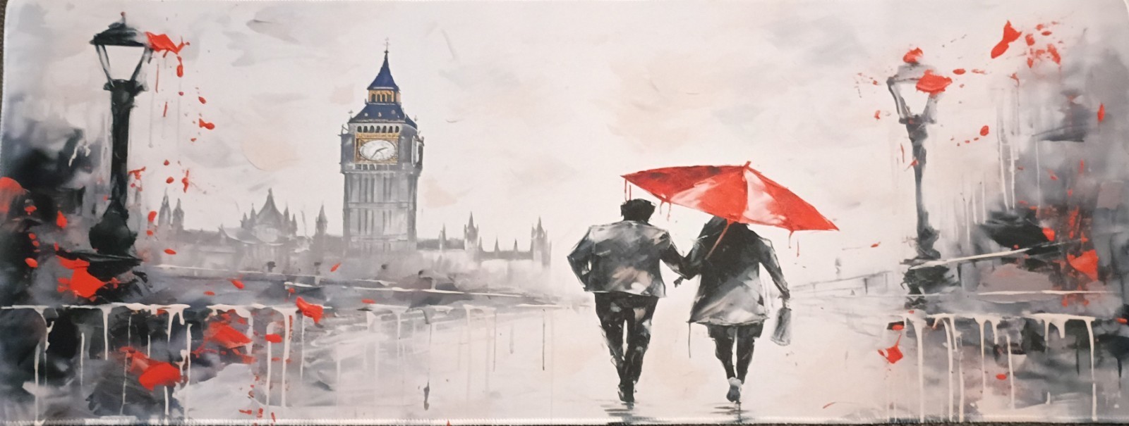 XL Large London/Big Ben Desktop Mouse Pad – Red & Black Umbrella Design