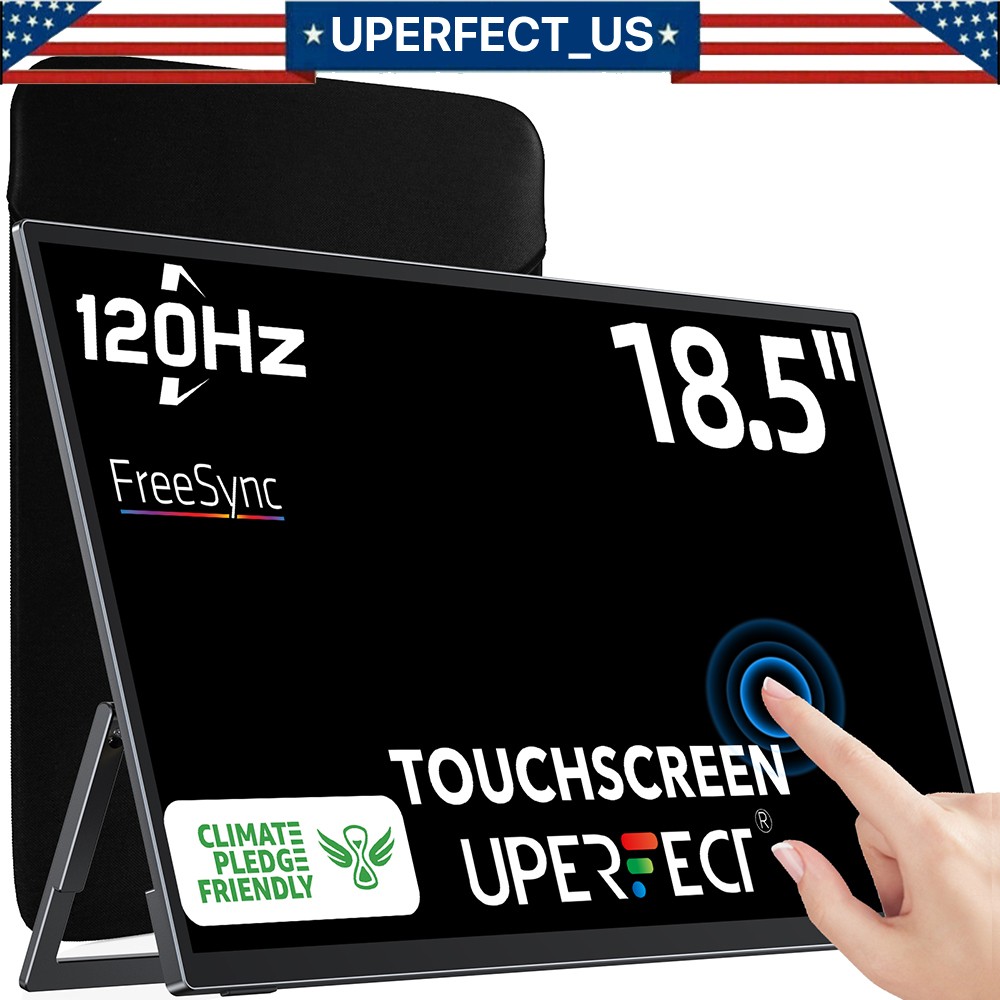 2026 UPERFECT 18.5'' Portable Touchscreen 120hz Monitor w/VESA & 180° Adjustable
