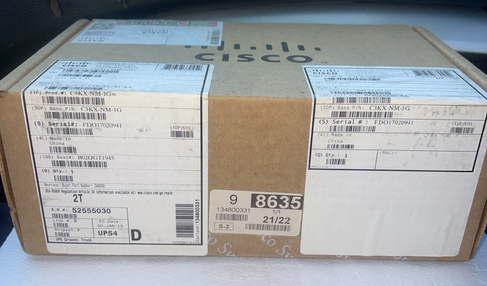 Cisco C3KX-NM-1G 4-Port SFP Network Module for 3560X/3750X